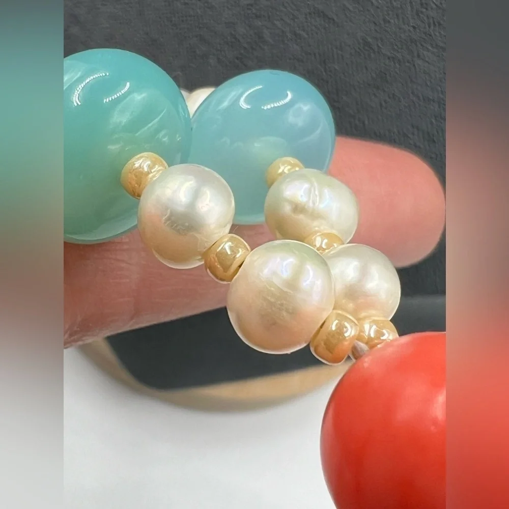 Pearl and coral beads mala